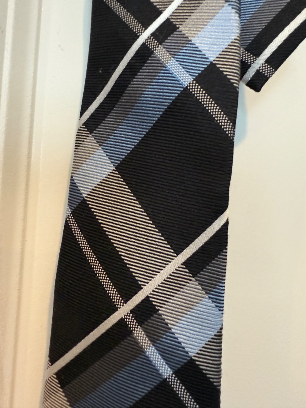 Nordstrom Kids 100% Silk Blue Plaid Tie